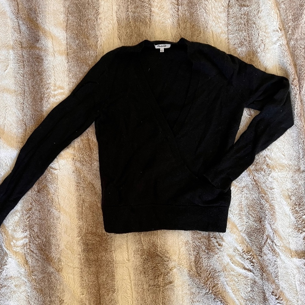 Madewell Wrap-Front Pullover Sweater in Coziest Yarn